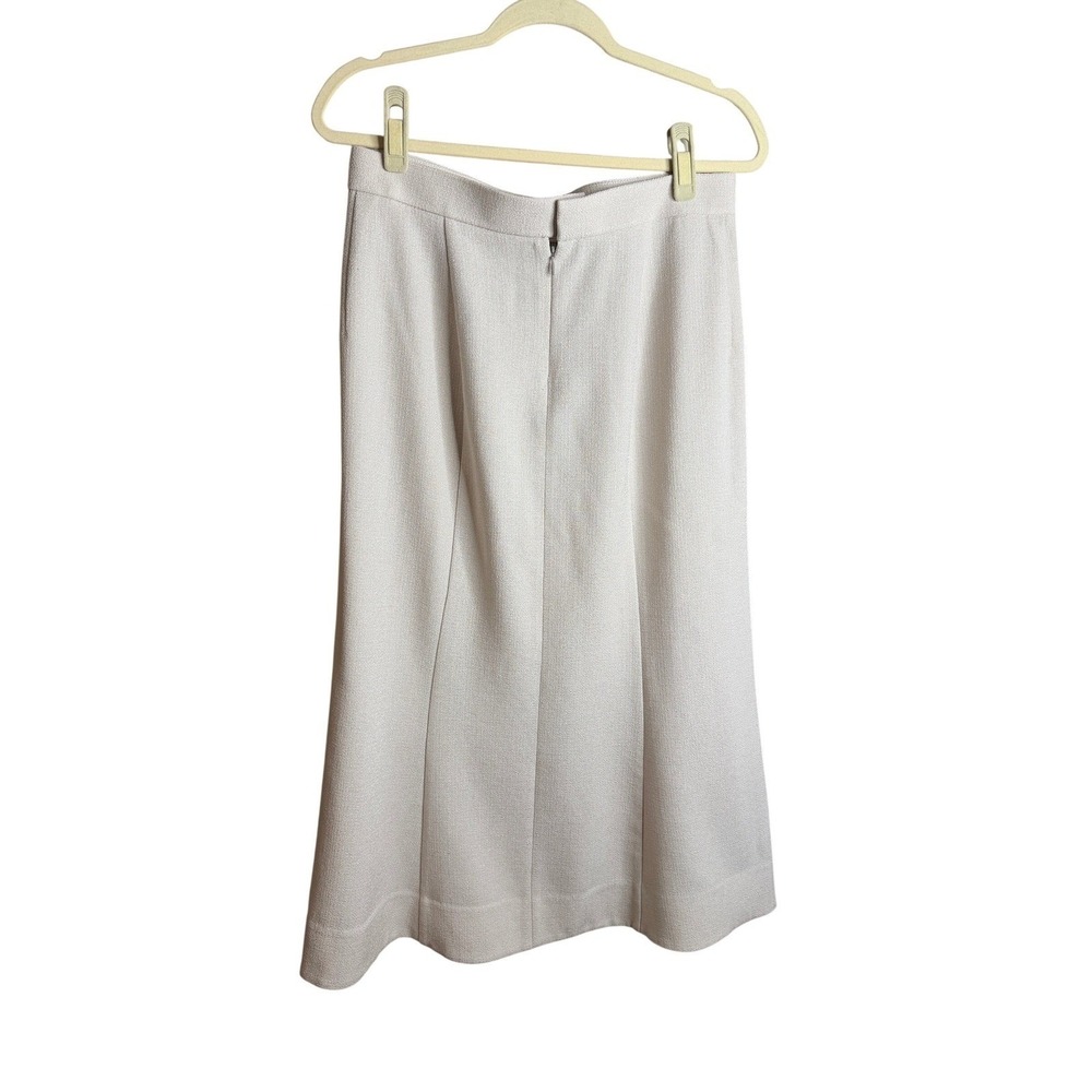 MM.LaFleur Oatmeal Beige Textured Crepe Front Slit Midi Skirt Womens 10 HighRise - Picture 6 of 7